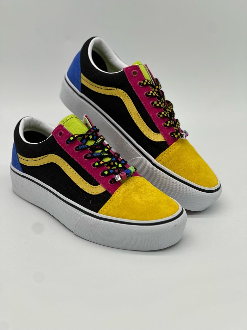 Vans Multicolor Low-Top Sneakers - Yellow, Black, Pink, Blue, Lime